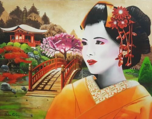 Fleur de Sakura Acrylique sur toile 162x130cm