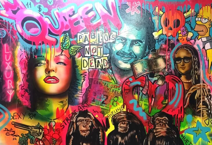 LE PAPILLON VERT - Acrylique sur toile 190x130cm