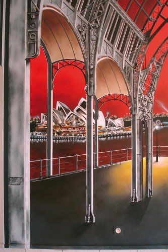AUSTRALIE - Fresque intérieur 6×2.5m.Peinture fluo offrant une vue de jour et une de nuit. Structure Métallique Gustave EIFFEL : Fresque intérieur 6×2.5m. Peinture fluo offrant une vue de jour et une de nuit. Structure Métallique Gustave EIFFEL.