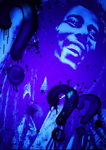 BOB MARLEY - Toile 92x73cm - Peinture invisible offrant une vue de jour et une de nuit.