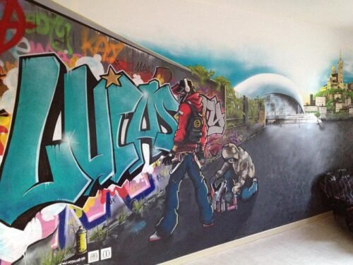 CHAMBRE D’ENFANT 2 - Décor réalisé dans des chambres d’enfants. Peinture sans solvant.