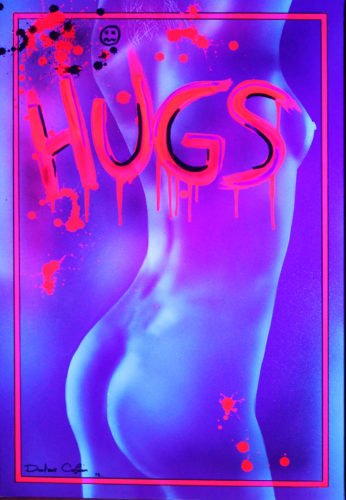 HUGS - Toile 92x73cm - Peinture invisible offrant une vue de jour et une de nuit.