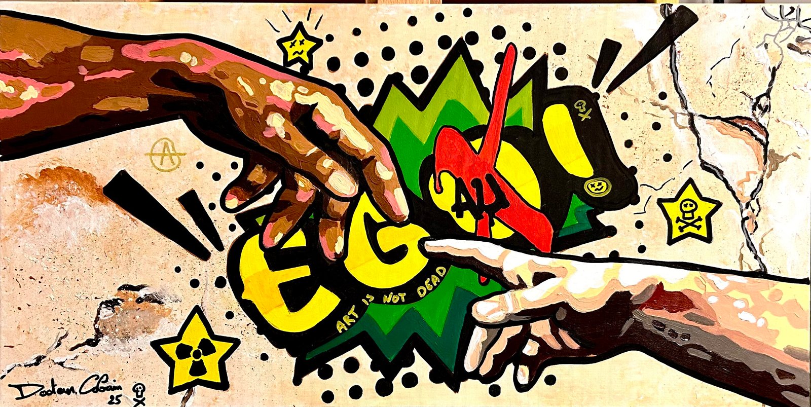 L’EGO - Petite toile 80x40cm. - “L’EGO divise, l’égalité rassemble.”