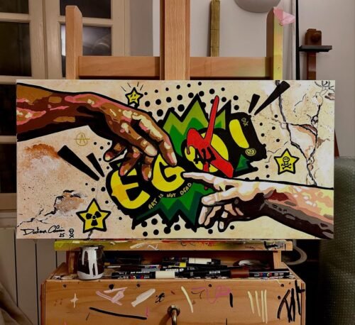 L’EGO - Petite toile 80x40cm. - “L’EGO divise, l’égalité rassemble.”