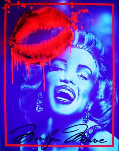 MARILYN MONROE - Toile 92x73cm - Peinture invisible offrant une vue de jour et une de nuit.