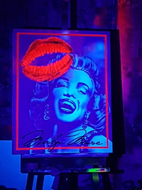 MARILYN MONROE - Toile 92x73cm - Peinture invisible offrant une vue de jour et une de nuit.