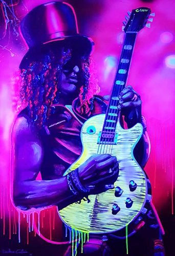 SLASH - Toile 146x89cm- Peinture fluo offrant une vue de jour et une de nuit.