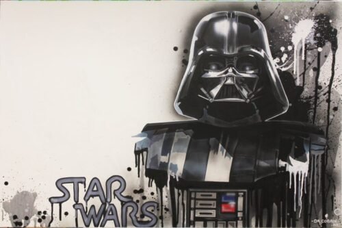 STAR WARS - Toile 116x81cm - Peinture sur toile, acrylique fluo et peinture invisible offrant une vue de jour et une vue de nuit.